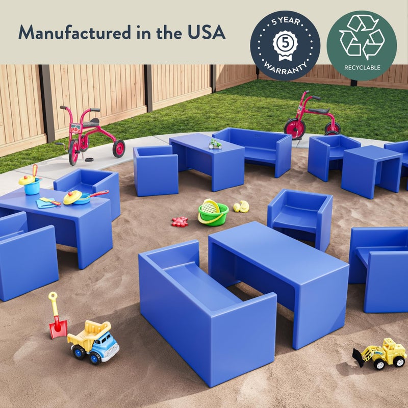Children's Factory 3-in-1 Cube Chair for Kids, Flexible Seating Classroom Furniture, 1-Pack, Blue - Image 3